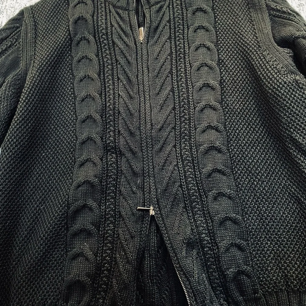 Belvedere Black Chunky Cable Knit Men's XL Cardigan Vintage NWT Old Money Luxury